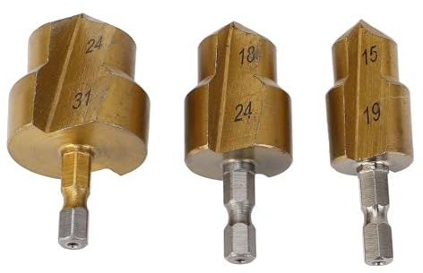 Sunicon 3 Punte da Trapano per Sollevamento PPR da 1/4 di Pollice con Codolo Esagonale per Alesatore per Tubi 'Acqua Punta per Foro di Espansione per Tubo 'Acqua 15‑19mm 18‑24mm
