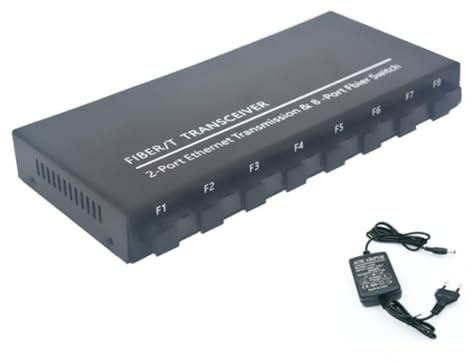 Peowuieu Switch in Fibra Ottica Gigabit 8 SC 2 1000M RJ45 Switch Gigabit Ethernet Convertitore Multimediale 5V3A B Spina UE