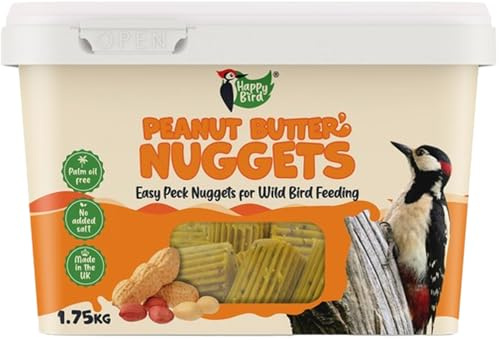 Happy Bird Peanut Butter Nuggets for Wild Birds, Original 1.75 kg - Palm Oil Free, No Added Salt
