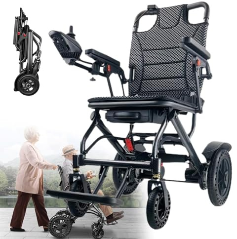 Scooter de movilidad, silla de ruedas ligera para adultos, silla de ruedas eléctrica, silla de ruedas plegable, motor de 360 ​​W, baterías extraíbles de 6 Ah, capacidad de 100 kg