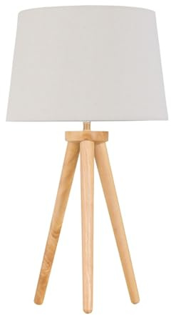 Voyage - Light Oak Table Lamp or Bedside Light with Linen Shade