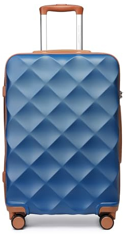 British Traveller 24'' Maletas de Viaje Medianas con 4 Ruedas,Azul