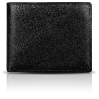 Serovi Leder Geldbörse Herren Portmonee Herren mit RFID Schutz I 13 Fächer für Kreditkarten I Echtleder Portmonee mit Münzfach I Geldbörse für Männer mit Geschenk Box (Schwarz)