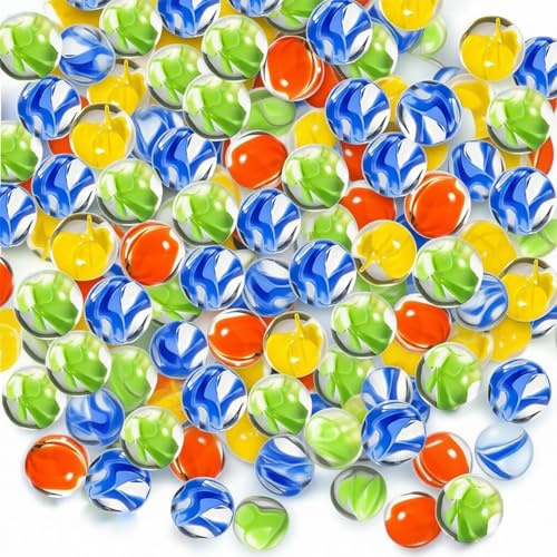 BaiDekun 200 biglie di vetro colorate da 14 mm, sfere di vetro, vetro colorato per bambini, perfetto per giochi per bambini, decorazioni e progetti fai da te, colori misti