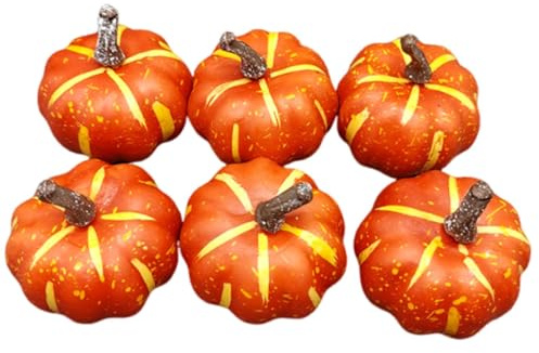 Sharplace Zucca Artificiale Ornamentale in Schiuma Sintetica Arancione, Zucca da per Il Ringraziamento Autunnale, 6 Pezzi