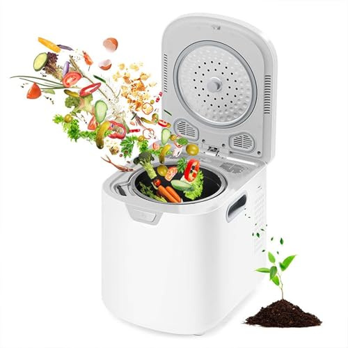 Compostiera elettrica da 3,5 litri per cucina, autopulente e inodore, contenitore per compost intelligente con display LED, silenziosa, trasforma i rifiuti alimentari in fertilizzante secco white