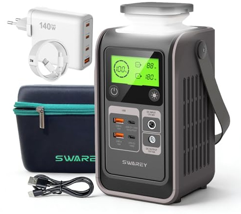 SWAREY Batterie externe 60,000 mAh, Power Bank de charge rapide PD 140W Bidirectionnelle pour Ordinateur portable, Smartphones, iPad, tablettes (Avec chargeur 140W)