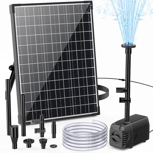 Biling Fuente solar de 20 W para exteriores con 4 boquillas, fuente solar de 875 L/H para exteriores, estanques de jardín de tamaño mediano (5-10 ㎡), bomba silenciosa para estanques de estanque