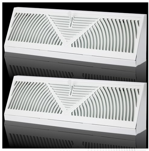15 inch Baseboard Register Vent Cover,Baseboard Heater Vent Cover Fits Duct Opening 15”, White Base Board Diffusers Heating Vent for Floor Wall with Adjustable Airflow Lever and 3 Ways