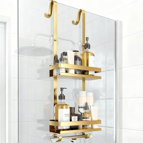 Laimew Mensola Da Doccia Senza Foratura, Organizer Da Bagno, Ripiano Per Docce Appendibile Per Porte In Vetro, Supporto Per Shampoo, Acciaio Inossidabile 304, Argento