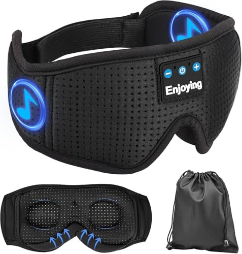 Maschera per dormire con cuffie Bluetooth 5.0, Cuffie per dormire con musica senza fili 3D mascherina occhi per dormire per chi dorme di lato/sulla schiena, sonnecchiare, meditazione