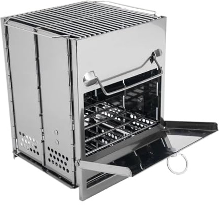 Estufa de barbacoa acero inoxidable for exteriores, mesa fuego plegable, estufa leña for, calefacción for camping, carbón, parrilla(Medium wood stove)