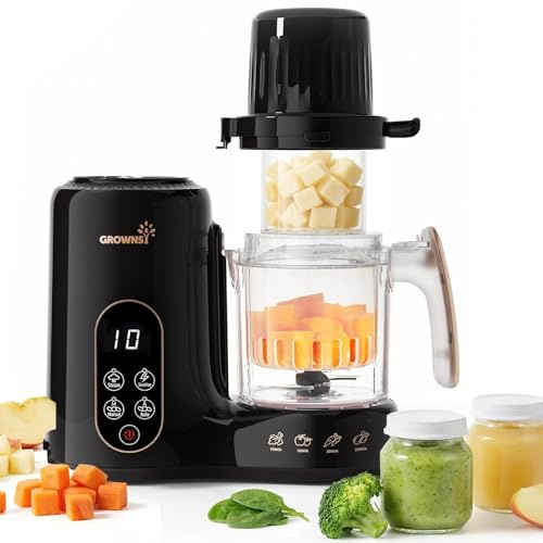 Grownsy Robot de Cocina para Bebé 6 en 1 con Doble Cesta Vapor - Cocina al Vapor, Tritura, Esteriliza, Descongela y Calienta, Comida Casera Saludable, Sin BPA