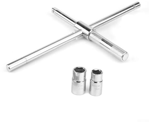 Jeu de clés à molette réglables à 4 voies pour voitures — Fer à pneu en alliage robuste avec douilles 17/19/21/23 mm, poignée télescopique de 38,1 cm, antidérapant G