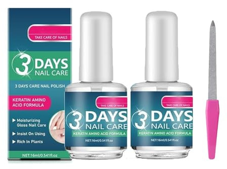3 Days Nail Care, 16ml Keratin & Klares Nagellack, Konzentrierter Nägel Conditioner für die Reparatur von Rissigen und Trockenen Nägeln, Einfache Anwendung (2Pcs)