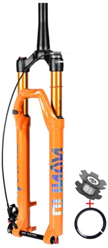 KANGXYSQ 26/27,5/29 Pouces Vélo De Montagne Fourche Air Suspension VTT 1-1/2 Conique Course 120 Mm 15 X 100 Mm Axe Traversant Frein À Disque Fourche Avant Manuel/à Distance(Tapered-Remote,29)