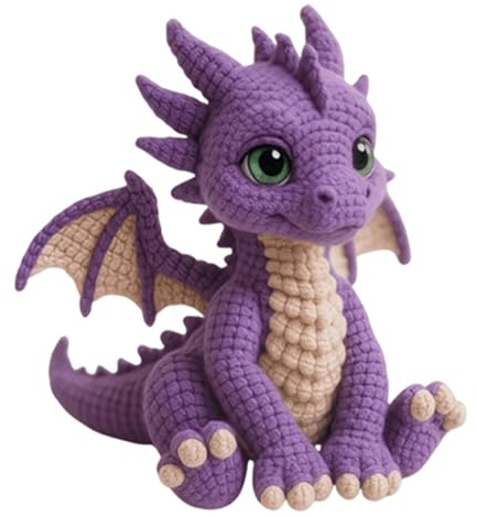 Aodejoy Drachen Häkelset für Anfänger Erwachsene, Häkelnadel Set für Anfänger, Anfänger-Strickset mit Schritt-für-Schritt-Anleitungen, Drachen Tiere Crochet Set für Geschenk Häkel Set-Lila