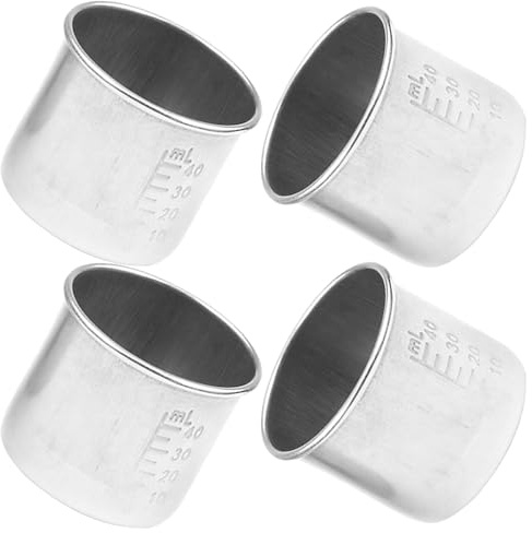 DOITOOL 4 Piezas Vaso Multifuncional para Medicamentos de Acero Inoxidable, 40ml, Grueso y Resistente al Calor, Práctico y Portátil para Uso en Laboratorio