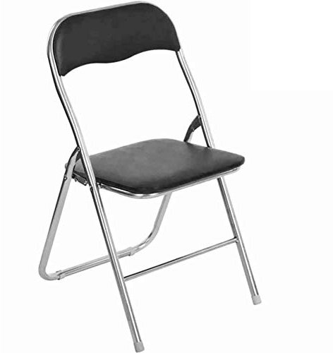 BAKAJI Set 6 Sedie Imbottite Pieghevoli Salvaspazio Sedia con Struttura Tubolare In Metallo Rivetsimento in PVC Design Moderno per Sala da Pranzo Cucina (Nero)