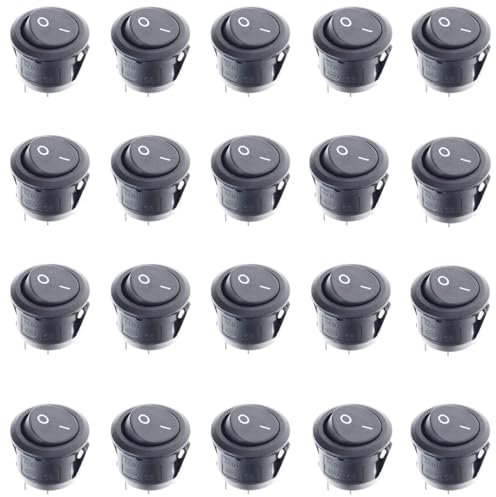 Oiyagai 20Pz Interruttore a Levetta Bipolare SPST No/Off 250V/6A 125V/10A per Auto, Barca, Elettrodomestici (Nero)