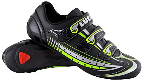 LUCK Chaussure de Cyclisme Mega, pour Route, avec Semelle en Carbone et Triple Bande Velcro. (46 EU)