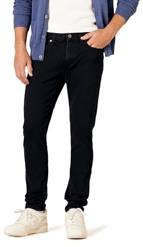Amazon Essentials Jeans Elasticizzati Skinny - Colori Fuori Produzione Uomo, Nero Slavato, 34W / 32L