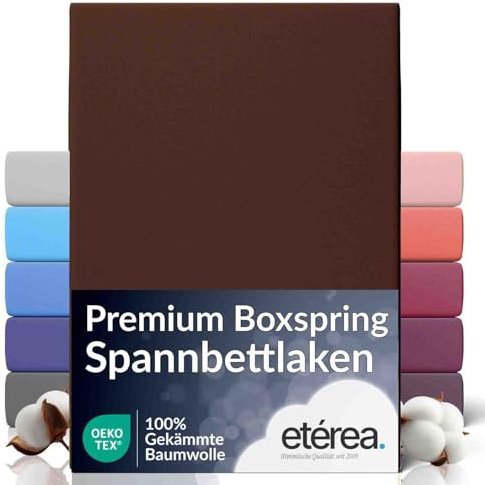 etérea Extra Jersey Spannbettlaken 180x200 – 200x220 cm Dunkelbraun – Premium Spannbetttuch 160 g/m² gekämmte Baumwolle, bis 35 cm Steghöhe für Boxspring-, Wasserbett & Doppelbetten