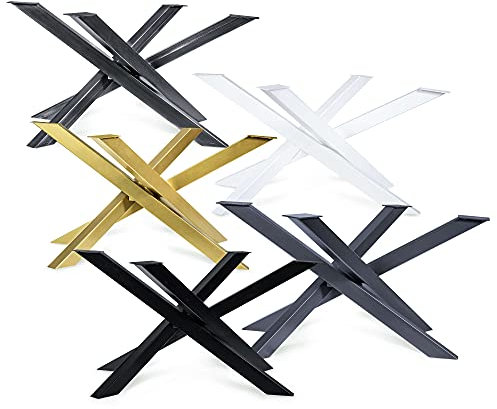 Magnetic Mobel Tischgestell Orion Design Kreuzgestell Schwerlast massiv Tischkufen Stahl Tischbeine Metall (Schwarz, 113x73xH71)