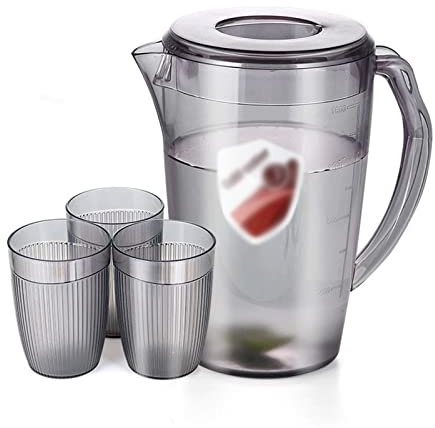 Wasserkrug Kühlschrank Kaltwasserkanne Set Kunststoff Wasserschef Haushalt Kalt Wasser Tasse Hitzebeständige Hochtemperaturkessel Große Kapazität Kaltschale Wasserkaraffe (Color : 2200L-Grey)