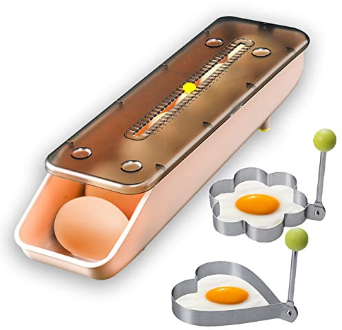 QeeHeng Support à œufs pour réfrigérateur avec 4 anneaux de cuisson en acier inoxydable, boîte de rangement pour œufs de poulet, boîte de rangement automatique avec couvercle