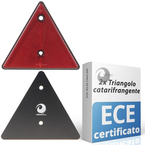 valonic Réflecteur triangulaire, 2 pièces - certifié selon ECE : R3.02 Class IIIA - 15cm - réflecteur pour remorque - rouge - pas de vis incluses, catadioptre remorque