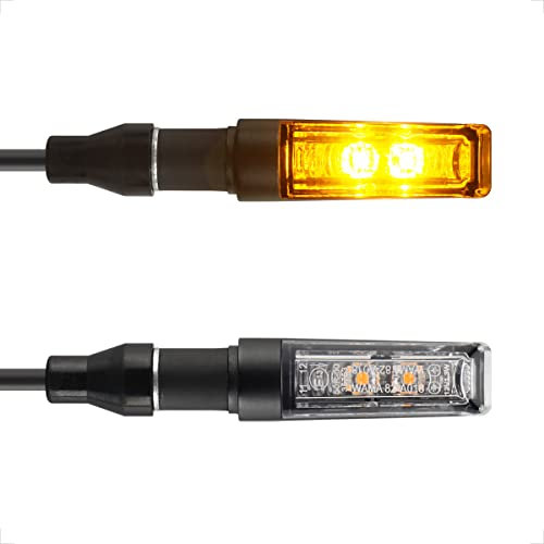evermotor Universal 12V 2 Stück E13 Motorrad LED Blinker Aluminiumschale Doppelte helle LED-Lampe mit schöner Oberflächenbehandlung IP67 Wasserdicht E geprüft Amber
