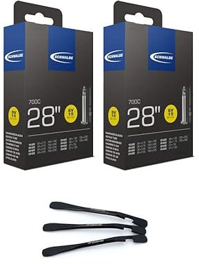 2er Set Schwalbe Fahrrad Schlauch SV15 60mm 28 Zoll (18/28-622/630) inklusive 3 MSZweirad Reifenheber