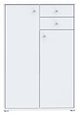 Forte Tempra 2 Kommode mit 2 Türen und 2 Schubladen, Holzwerkstoff, weiß, Bx H xT: 73,7 x 111,1 x 34,8 cm