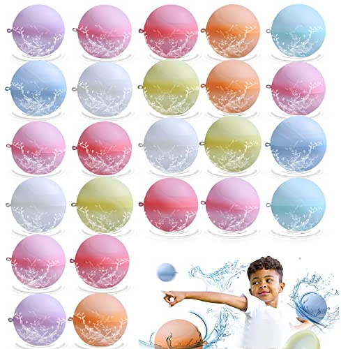 24 Wasserbomben, Ballon, Wasserball, Wasserspielzeug für Kinder im Freien, wiederverwendbar, für Partys im Freien, Wasserschlacht, Garten- und Strandspielzeug (24 Stück)