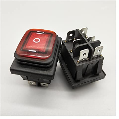 Interrupteur à Bascule 1 pièces Kcd4-203 20A/250VAC 30x22 Interrupteur à Bascule étanche 6 Broches DPDT on Off on 12V 220V Rouge Vert lumière LED Interrupteur à Bascule (Color : Rosso, Size : 220V)