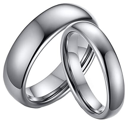 BCughia Freundschaftsringe Beste Freundinnen, Silberne Ringe für Herren Wolframcarbid Polierter Silberring 4mm 6mm Damengröße 52(16.6), Herrengröße 62(19.7)