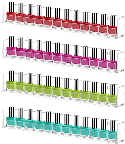 Cerpourt Lot de 4 étagères murales pour vernis à ongles en acrylique transparent