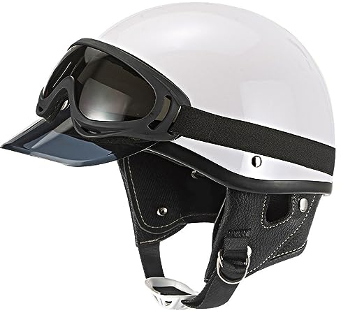 Mezzo Casco Da Motociclista Portatile Casco Scodella DOT/ECE Omologato Sicurezza Estivo Casco Jet Per Donna Uomo Casco Aperto Caschi Per Scooter Cruiser (A M)