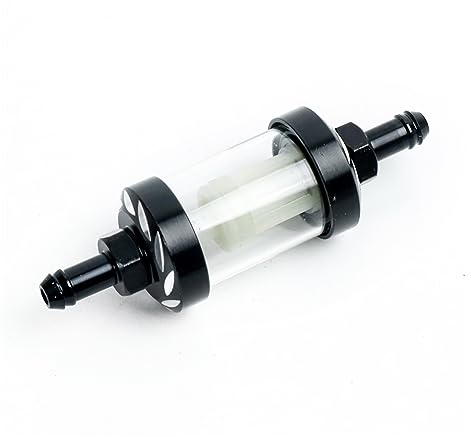 BucCan Motorrad Luftfilter Motorrad-Glas-Gas-Kraftstofffilter Aluminiumlegierungs-Glas-Gasfilter Motorrad-Gas-Benzin-Filter (Color : Black)