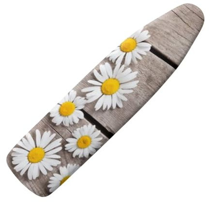 NETILGEN Copriasse da stiro moderno, resistente alle bruciature, antiscivolo, lavabile in lavatrice, misura XL, adatta per assi fino a 140 x 45 cm, venature del legno margherita