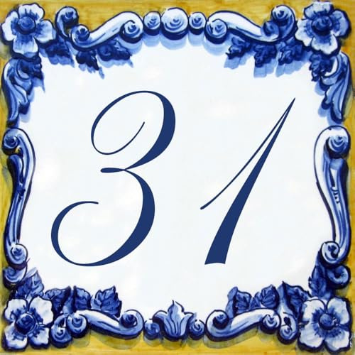 Numérotation de porte en faïence – Carreau de 10,8x10,8cm – Numéro au choix