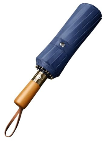Zeizafa Funktioneller Business Regenschirm Für Herren Und Damen Vollautomatisch Holzgriff Groß Faltbar Wasserdicht Vollautomatisch