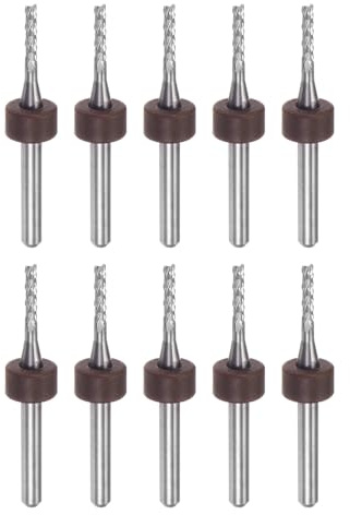 QUARKZMAN 10 Stück Hartmetallfräser 1.8mm Schaft mit Zentrierring , 6-Flöten CNC Fräser für Edelstahl, Verbundwerkstoffe und Legierungen, Silber