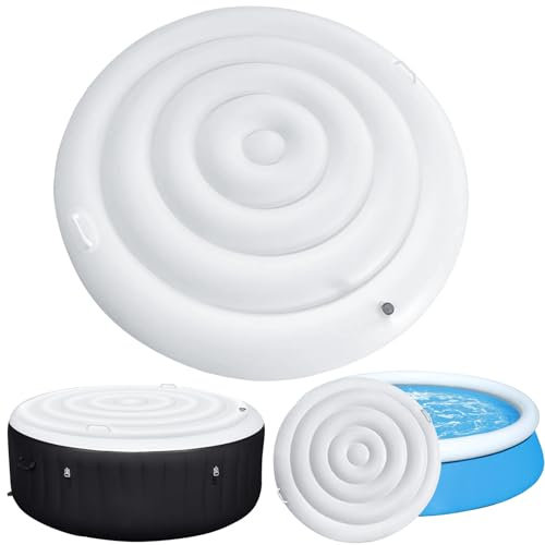 YumSur Inflatable Hot Tub Cover, Round, White, 145 cm, Energy Efficient, Hot Tub Protection