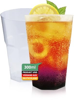 Silverkitchen 30 Cocktailbecher 0,3L Mehrweg | Wiederverwendbare Trinkbecher | Flexibel | Spülmaschinenfest | Partybecher Plastikbecher Mehrweg | Kunststoff Becher in Transparent