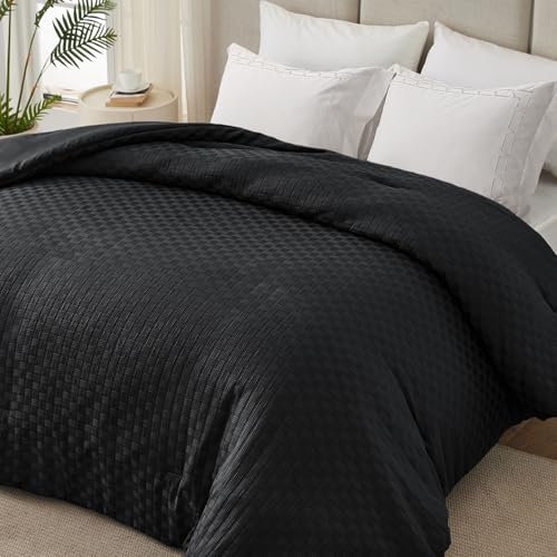 Whale Flotilla Couette 300GSM en Microfibre, 220 x 240 cm, Couette Chaude et Douce pour Lit 2 Personnes, Respirante, Confortable pour 4 Saisons, Noir