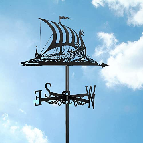 Wetterfahne mit Segelboot-Schiff-Ornament, Garten, Metall, Wetterfahne, Bootsform, Messwerkzeug, Garten, Hof, Richtungsanzeige, einfach zu montieren, -D