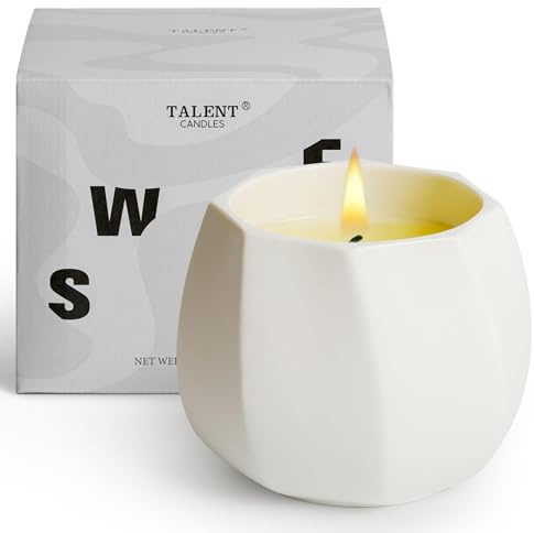 TALENT CANDLES Scented Candles Ceramics Cup Long Burn Time Natural Soy Wax Candles Perfect Gifts for Women & Men Birthday (Coconut & Tuberose Blossom)