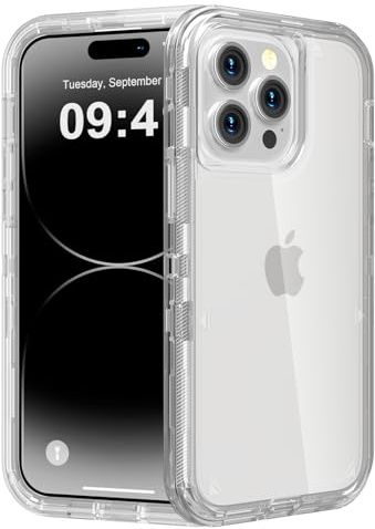 Follaroma for iPhone 14 Pro Case, Heavy Duty Shockproof Protection Phone Cases, Durable 2-Layer Transparent Protective Cover Compatible with iPhone 14 Pro (6.1 inch), Crystal Clear